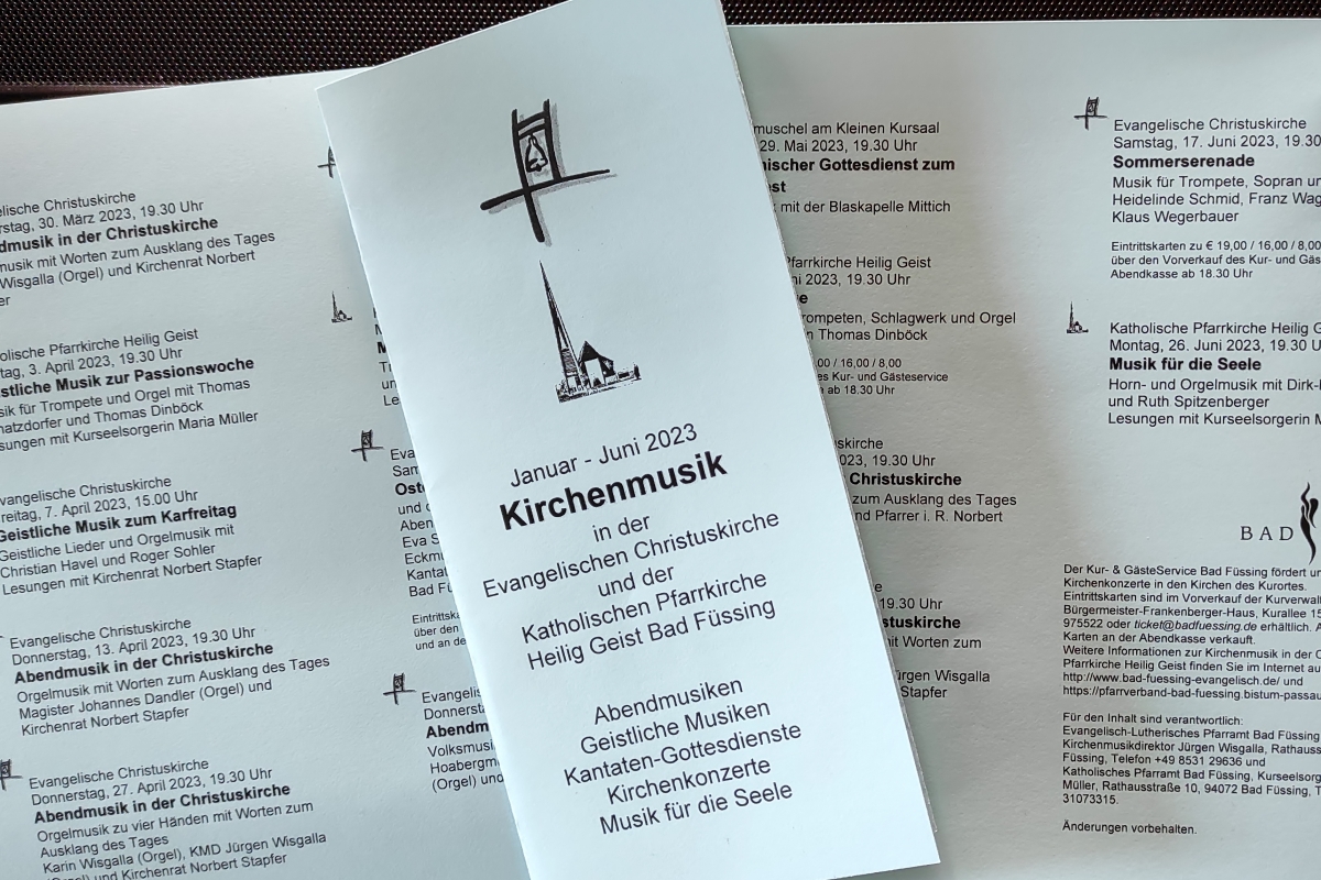 Ökumenischer Flyer zur Kirchenmusik 1. Halbjahr 2023